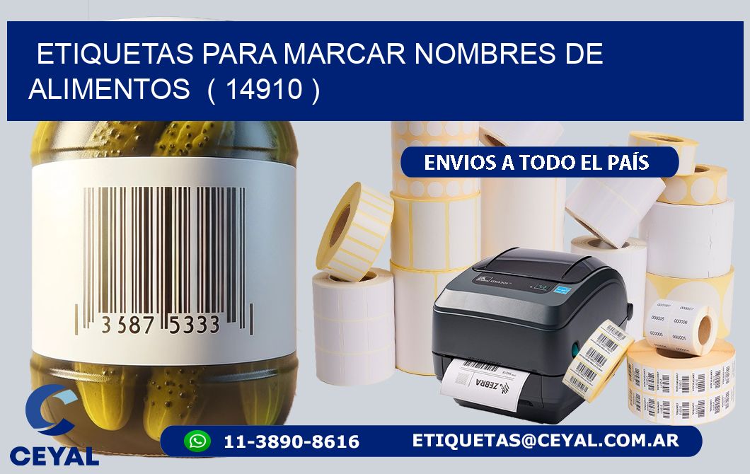ETIQUETAS PARA MARCAR NOMBRES DE ALIMENTOS  ( 14910 )