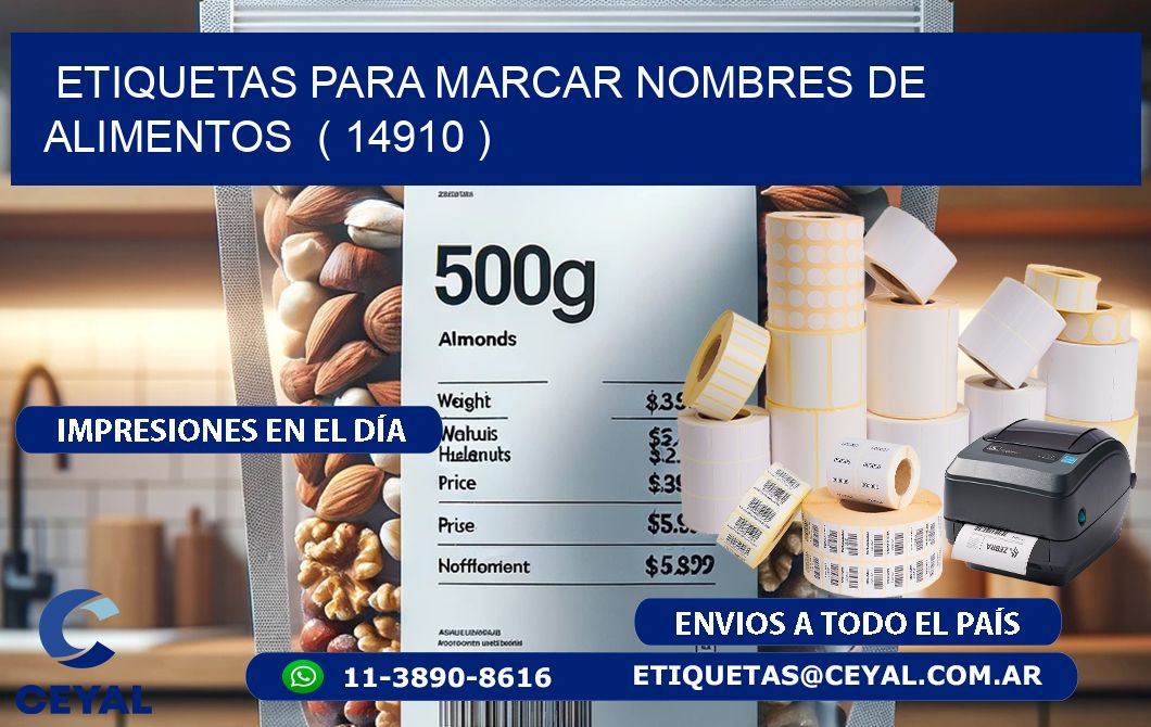 ETIQUETAS PARA MARCAR NOMBRES DE ALIMENTOS  ( 14910 )