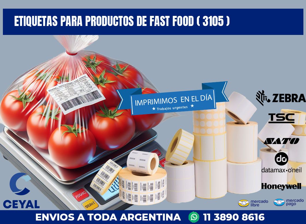 ETIQUETAS PARA PRODUCTOS DE FAST FOOD ( 3105 )