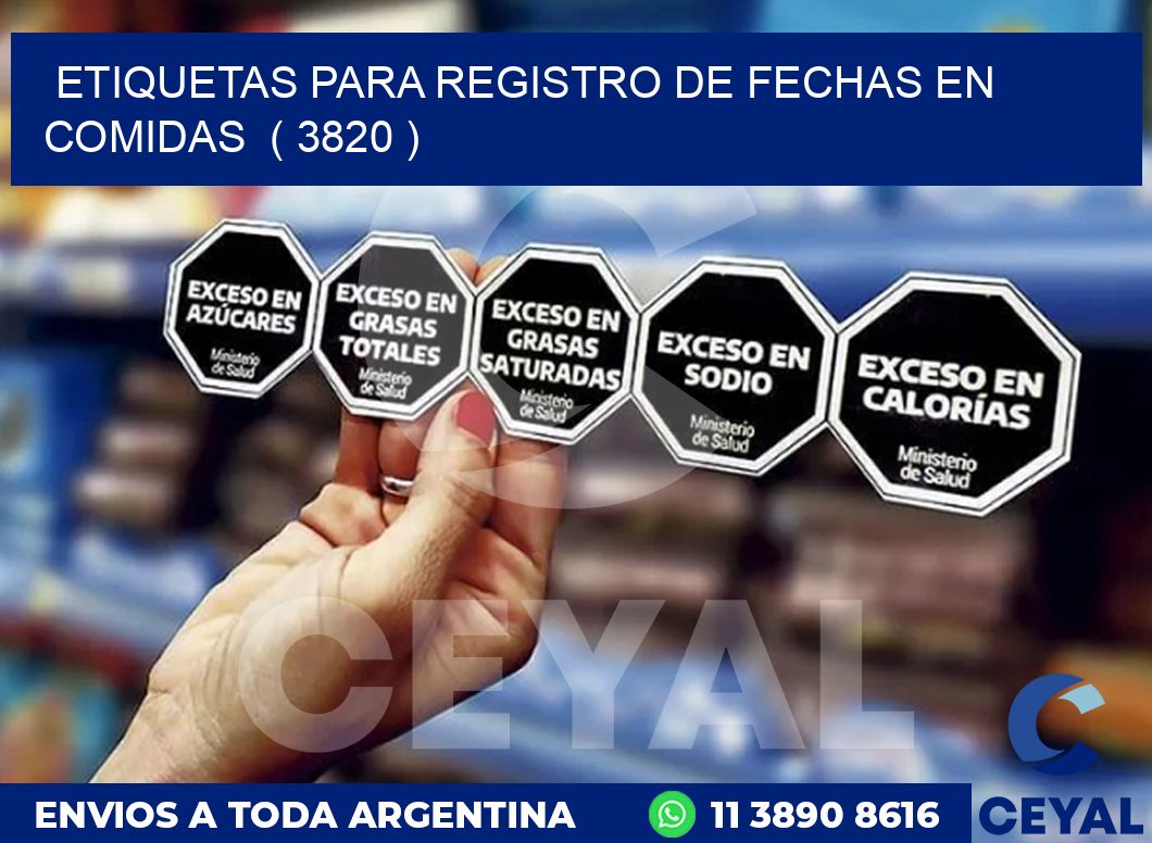 ETIQUETAS PARA REGISTRO DE FECHAS EN COMIDAS  ( 3820 )