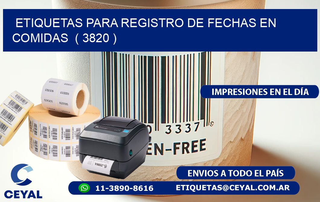 ETIQUETAS PARA REGISTRO DE FECHAS EN COMIDAS  ( 3820 )