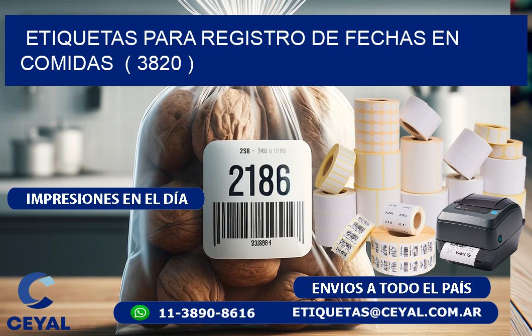 ETIQUETAS PARA REGISTRO DE FECHAS EN COMIDAS  ( 3820 )
