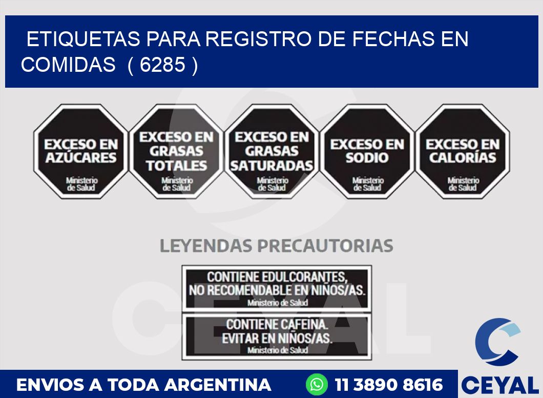 ETIQUETAS PARA REGISTRO DE FECHAS EN COMIDAS  ( 6285 )