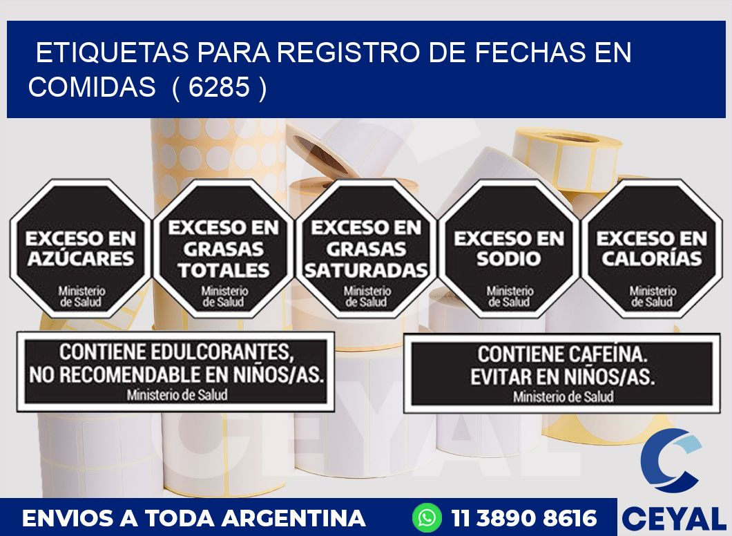 ETIQUETAS PARA REGISTRO DE FECHAS EN COMIDAS  ( 6285 )