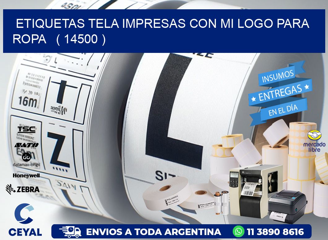 ETIQUETAS TELA IMPRESAS CON MI LOGO PARA ROPA   ( 14500 )