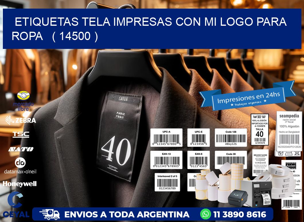 ETIQUETAS TELA IMPRESAS CON MI LOGO PARA ROPA   ( 14500 )