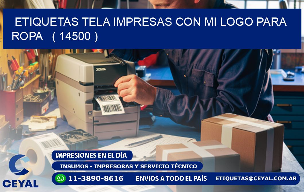 ETIQUETAS TELA IMPRESAS CON MI LOGO PARA ROPA   ( 14500 )
