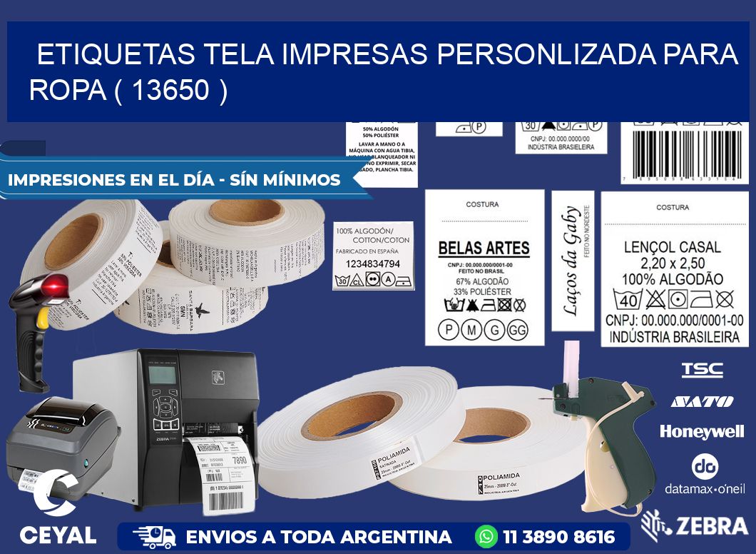 ETIQUETAS TELA IMPRESAS PERSONLIZADA PARA ROPA ( 13650 )