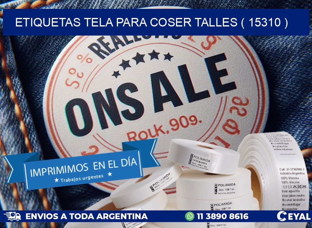 ETIQUETAS TELA PARA COSER TALLES ( 15310 )