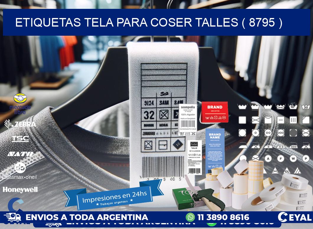 ETIQUETAS TELA PARA COSER TALLES ( 8795 )
