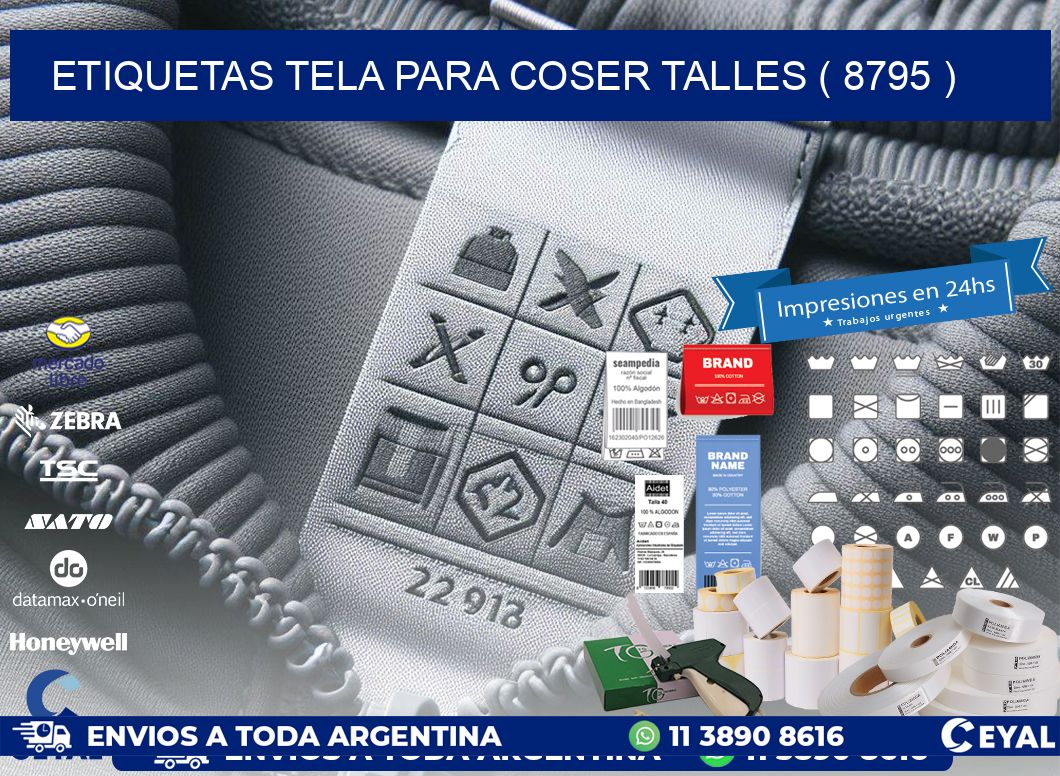 ETIQUETAS TELA PARA COSER TALLES ( 8795 )