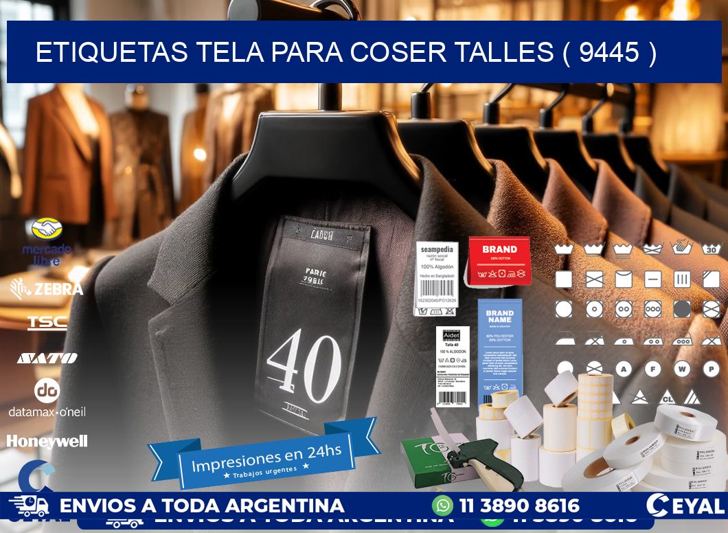 ETIQUETAS TELA PARA COSER TALLES ( 9445 )