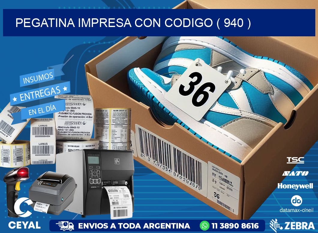 PEGATINA IMPRESA CON CODIGO ( 940 )