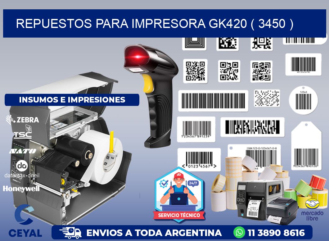 REPUESTOS PARA IMPRESORA GK420 ( 3450 )