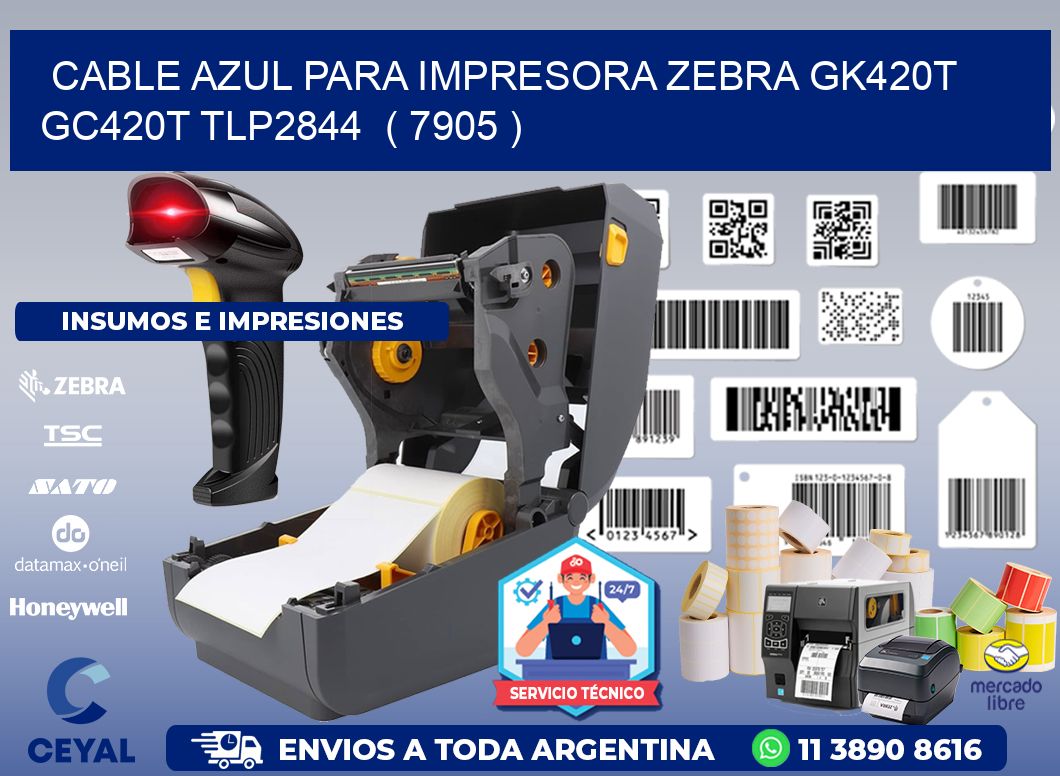 cable azul para impresora zebra GK420T GC420T TLP2844  ( 7905 )