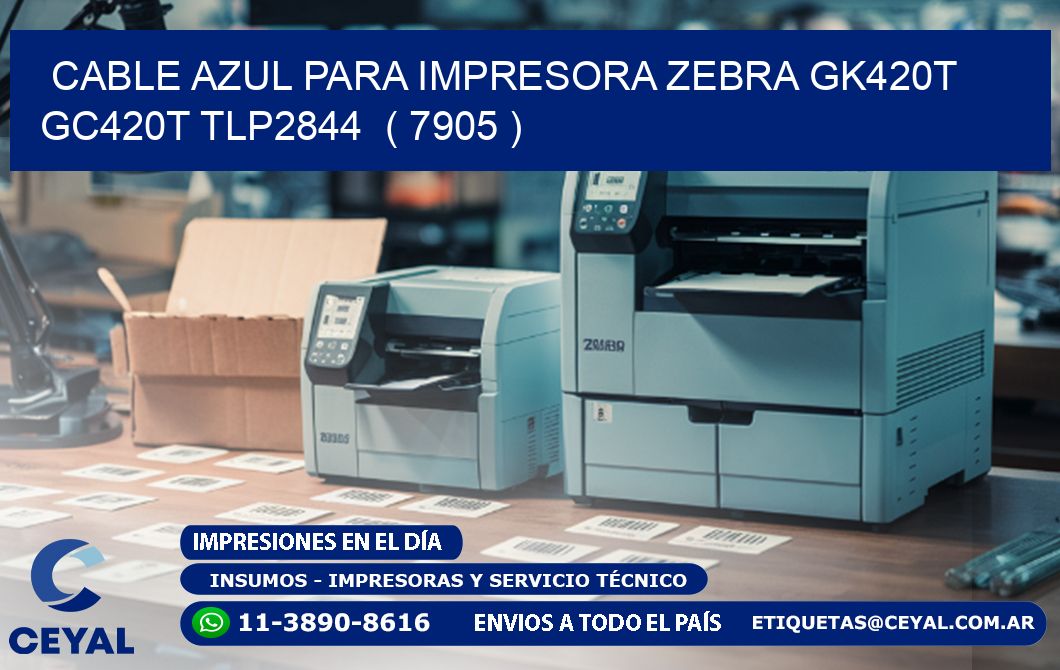cable azul para impresora zebra GK420T GC420T TLP2844  ( 7905 )