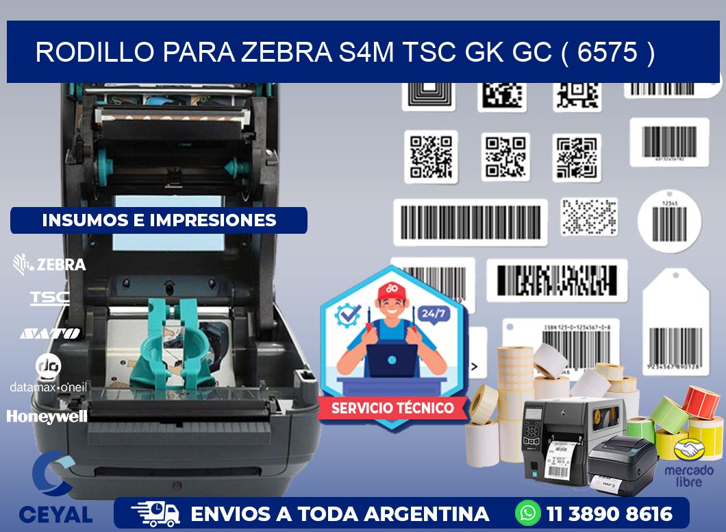 rodillo para zebra S4M TSC GK GC ( 6575 )