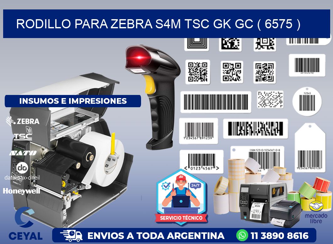 rodillo para zebra S4M TSC GK GC ( 6575 )