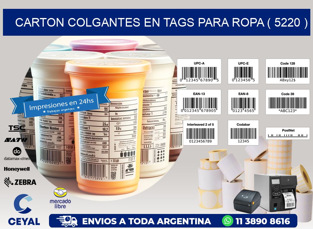 CARTON COLGANTES EN TAGS PARA ROPA ( 5220 )