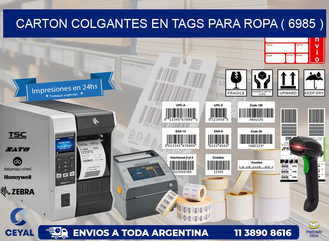 CARTON COLGANTES EN TAGS PARA ROPA ( 6985 )