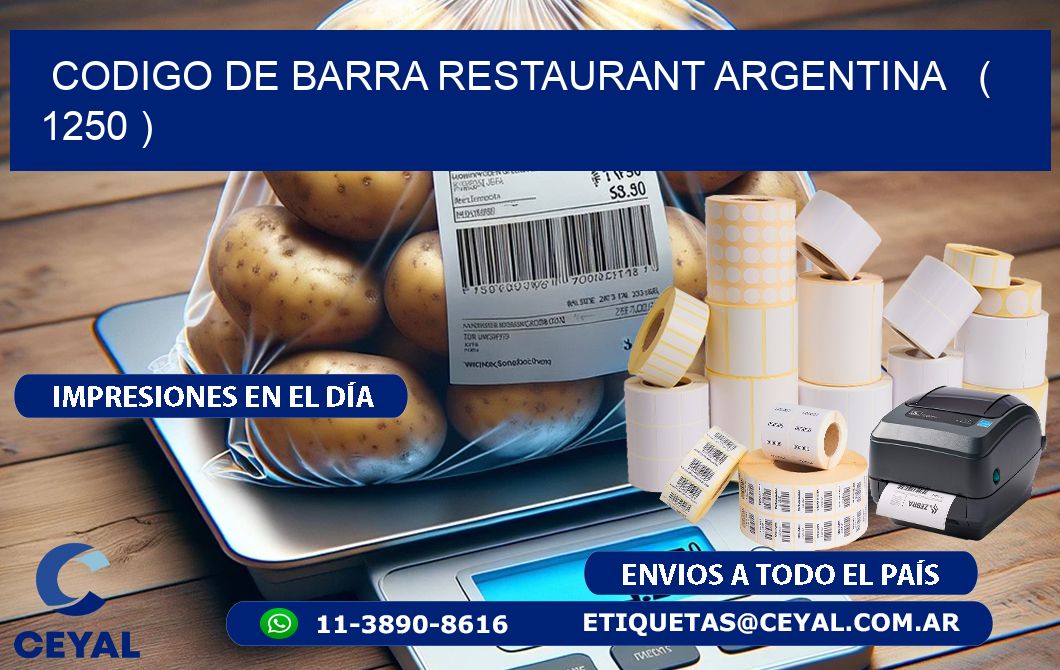 CODIGO DE BARRA RESTAURANT ARGENTINA   ( 1250 )