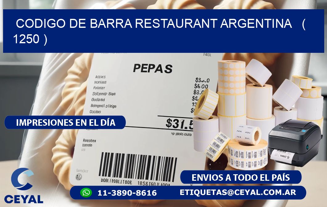 CODIGO DE BARRA RESTAURANT ARGENTINA   ( 1250 )
