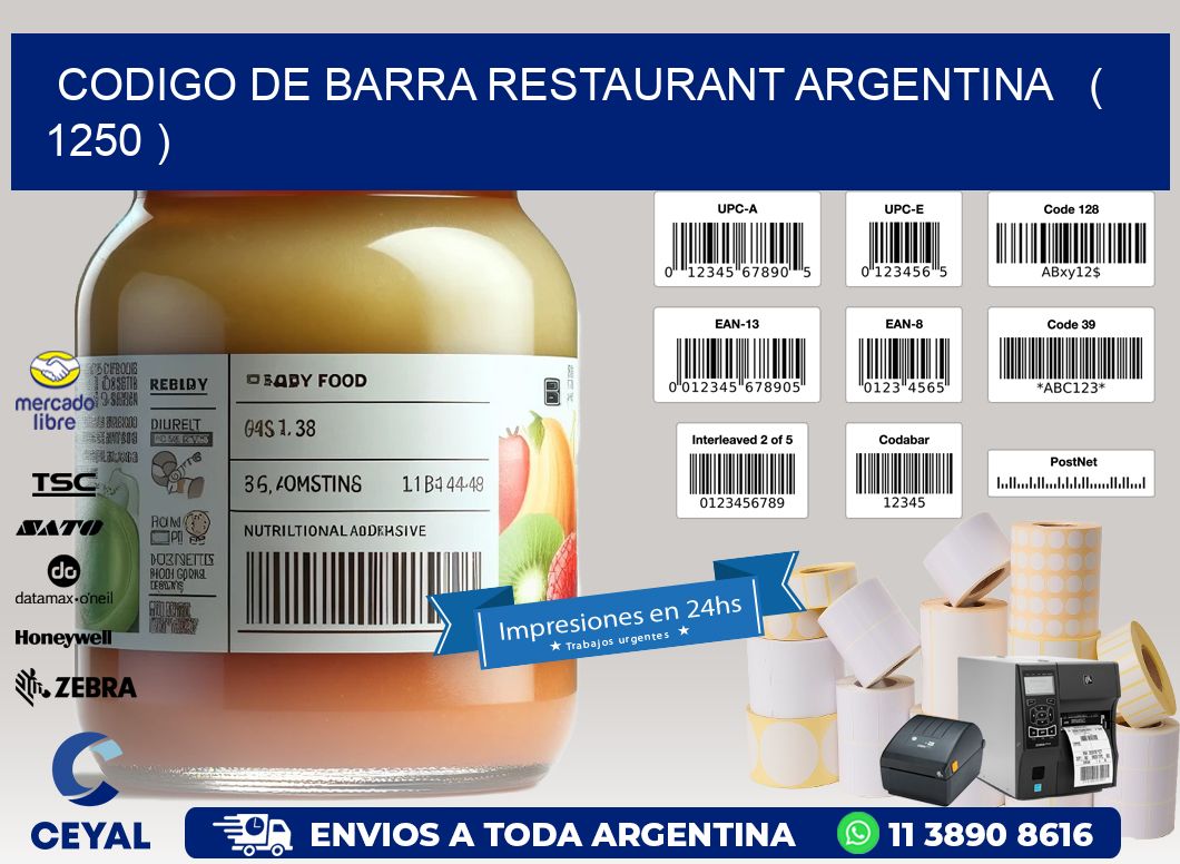 CODIGO DE BARRA RESTAURANT ARGENTINA   ( 1250 )