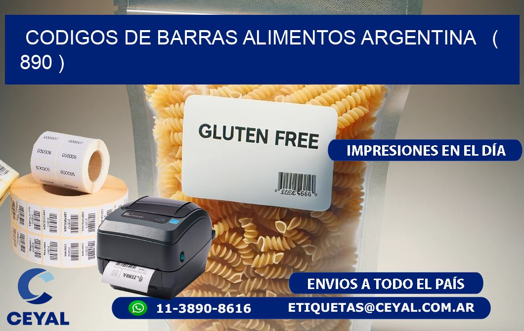 CODIGOS DE BARRAS ALIMENTOS ARGENTINA   ( 890 )