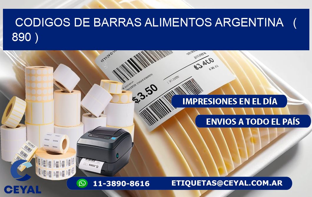 CODIGOS DE BARRAS ALIMENTOS ARGENTINA   ( 890 )