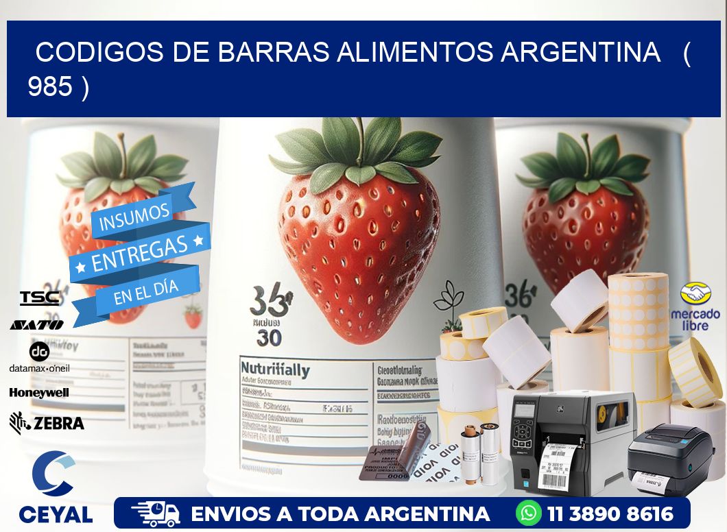 CODIGOS DE BARRAS ALIMENTOS ARGENTINA   ( 985 )