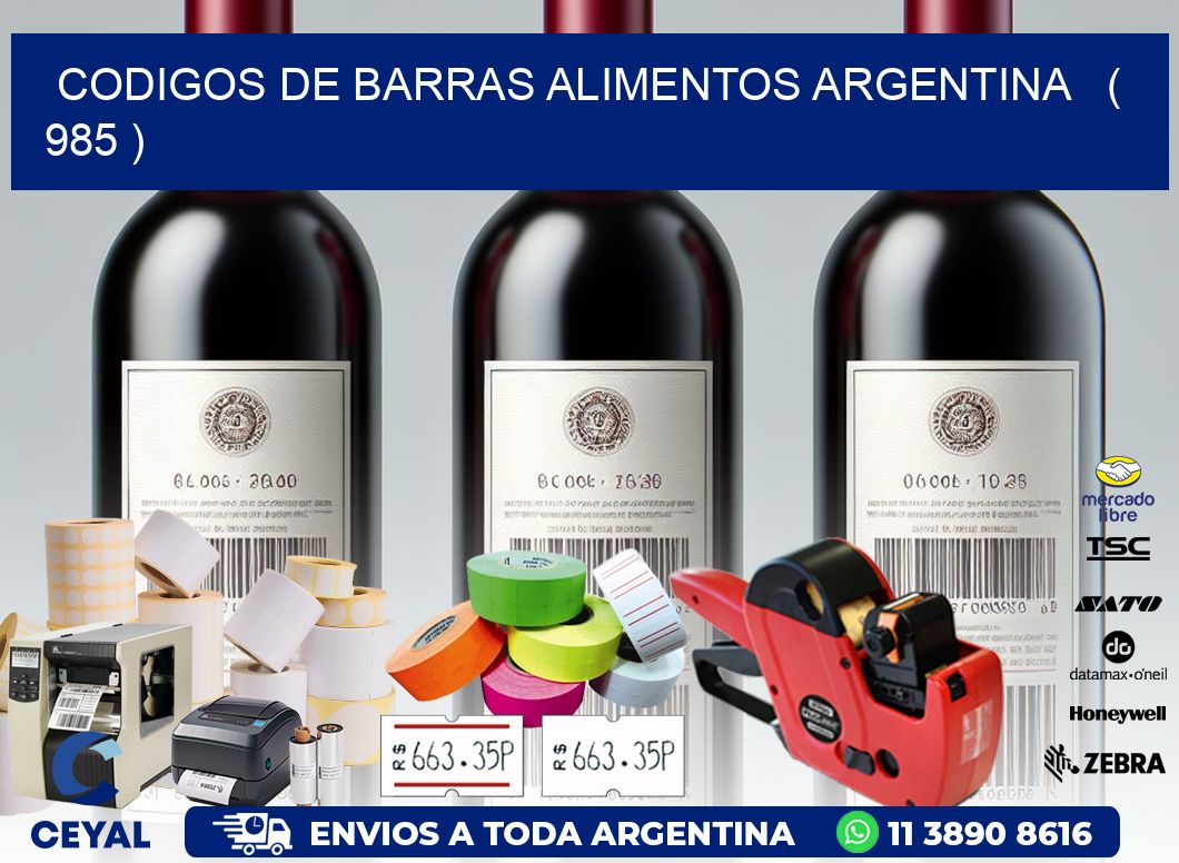 CODIGOS DE BARRAS ALIMENTOS ARGENTINA   ( 985 )