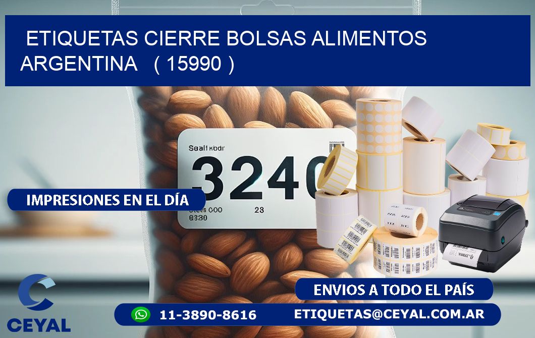 ETIQUETAS CIERRE BOLSAS ALIMENTOS ARGENTINA   ( 15990 )