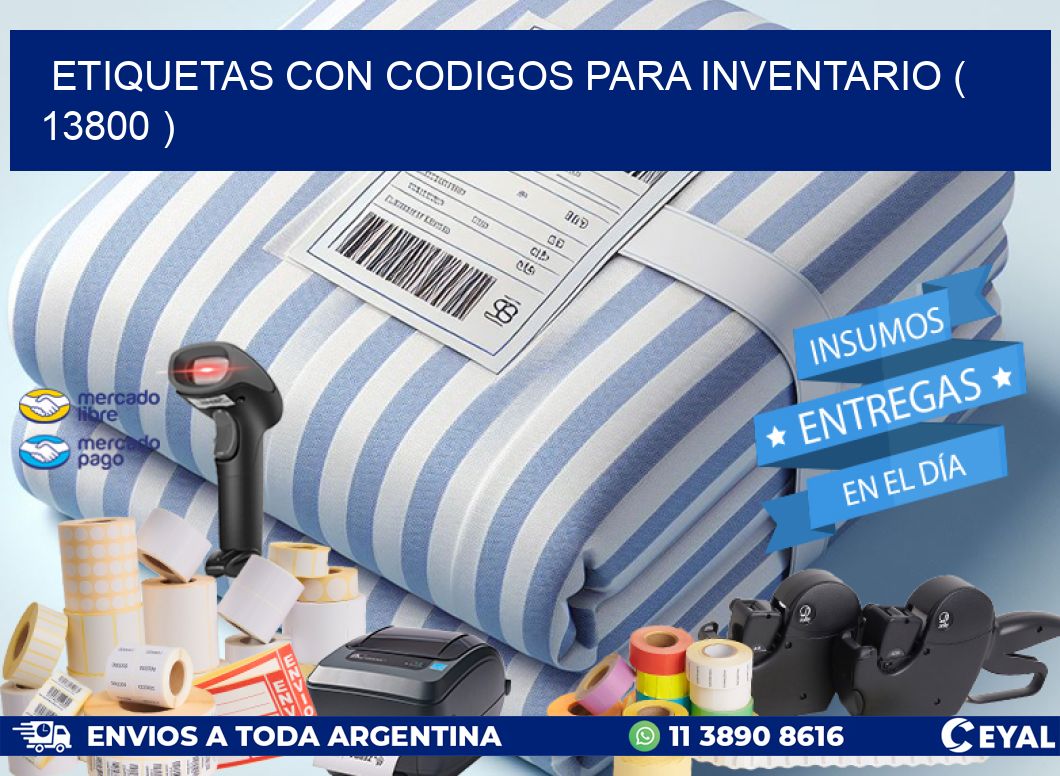 ETIQUETAS CON CODIGOS PARA INVENTARIO ( 13800 )