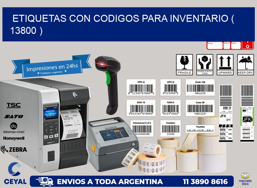 ETIQUETAS CON CODIGOS PARA INVENTARIO ( 13800 )