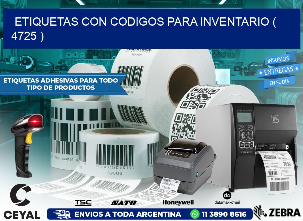 ETIQUETAS CON CODIGOS PARA INVENTARIO ( 4725 )