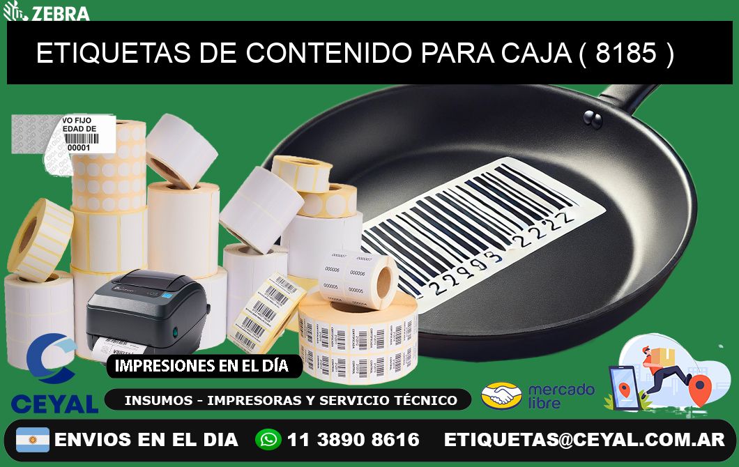 ETIQUETAS DE CONTENIDO PARA CAJA ( 8185 )
