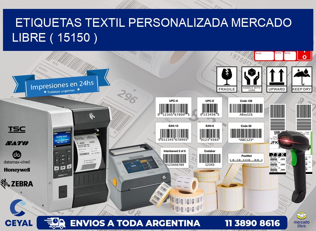 ETIQUETAS TEXTIL PERSONALIZADA MERCADO LIBRE ( 15150 )