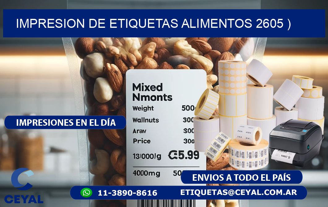 IMPRESION DE ETIQUETAS ALIMENTOS 2605 )