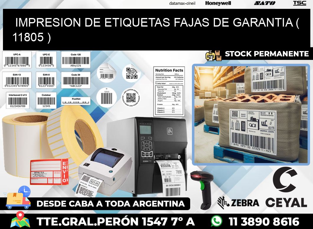 IMPRESION DE ETIQUETAS FAJAS DE GARANTIA ( 11805 )