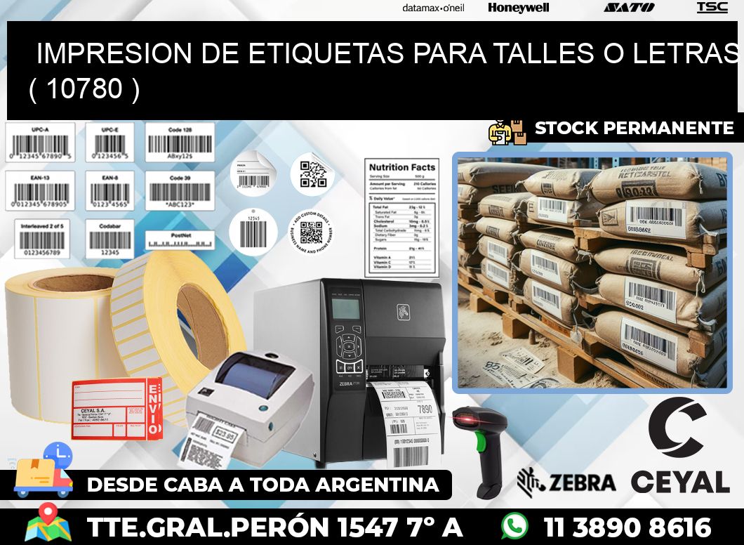 IMPRESION DE ETIQUETAS PARA TALLES O LETRAS ( 10780 )