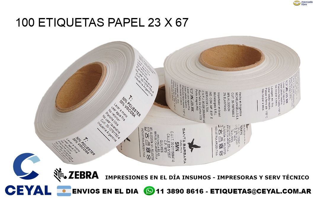 100 ETIQUETAS PAPEL 23 x 67
