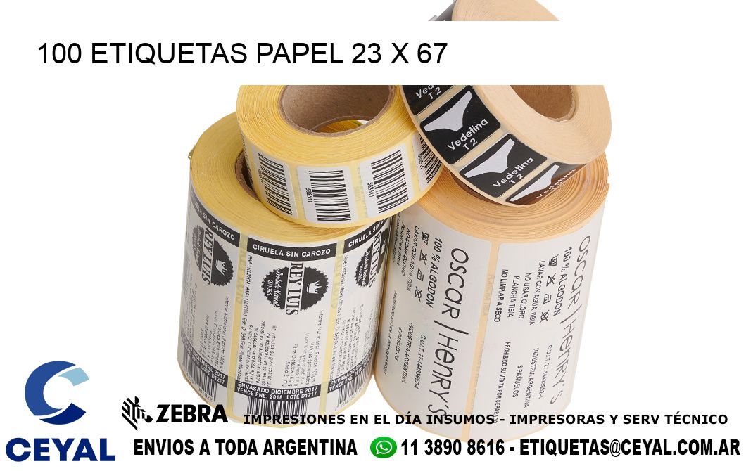 100 ETIQUETAS PAPEL 23 x 67