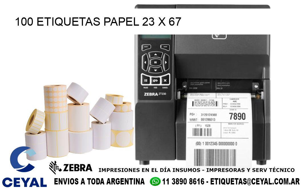 100 ETIQUETAS PAPEL 23 x 67