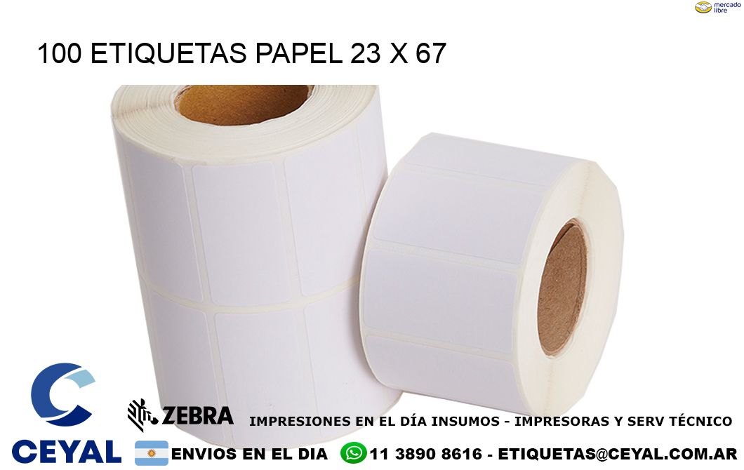 100 ETIQUETAS PAPEL 23 x 67