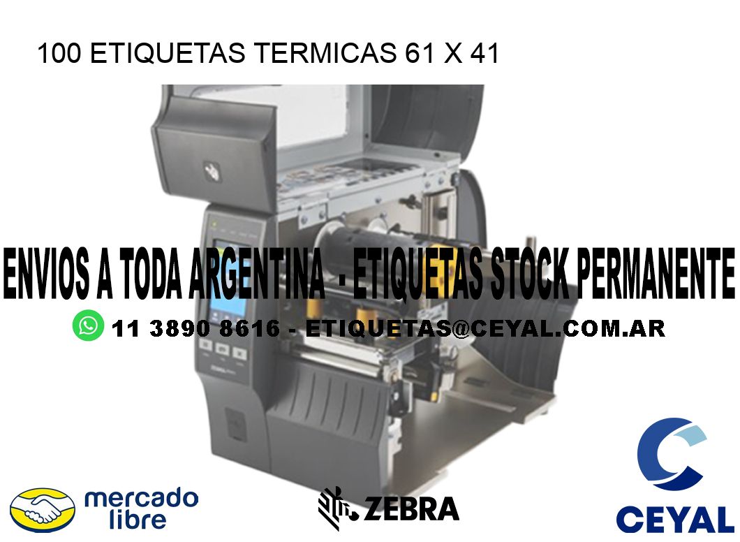100 ETIQUETAS TERMICAS 61 x 41