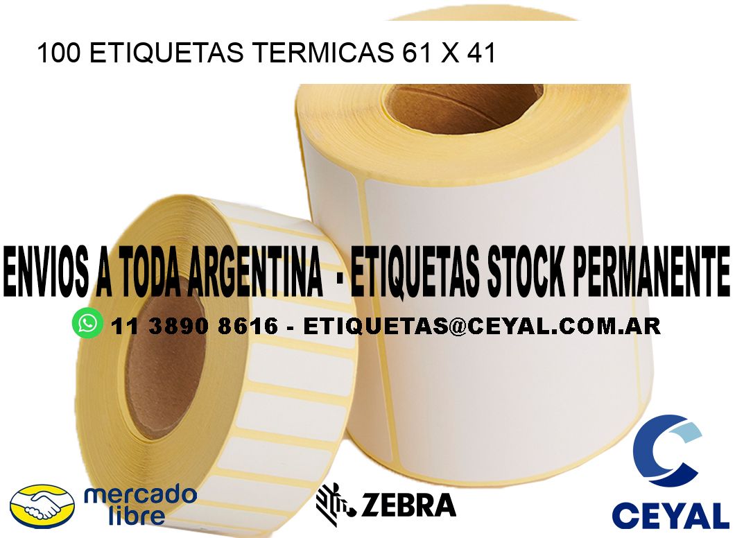 100 ETIQUETAS TERMICAS 61 x 41