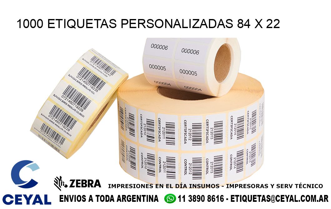 1000 ETIQUETAS PERSONALIZADAS 84 x 22