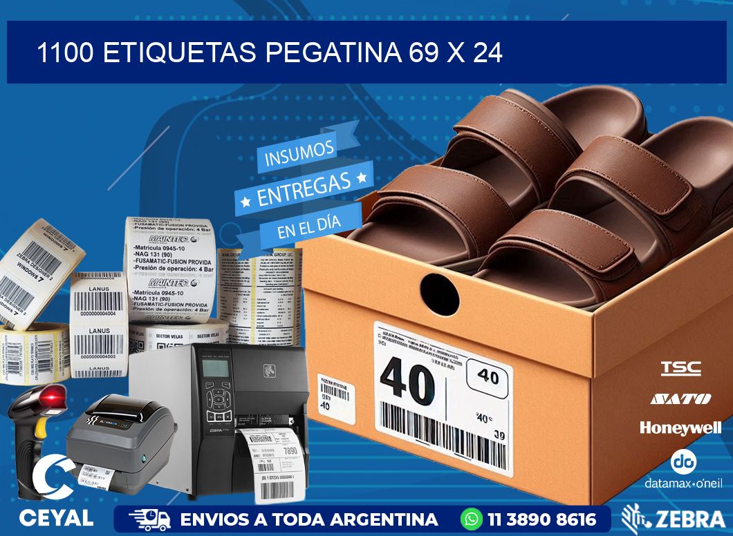 1100 ETIQUETAS PEGATINA 69 x 24