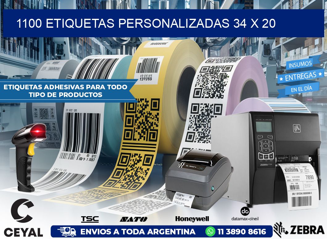 1100 ETIQUETAS PERSONALIZADAS 34 x 20