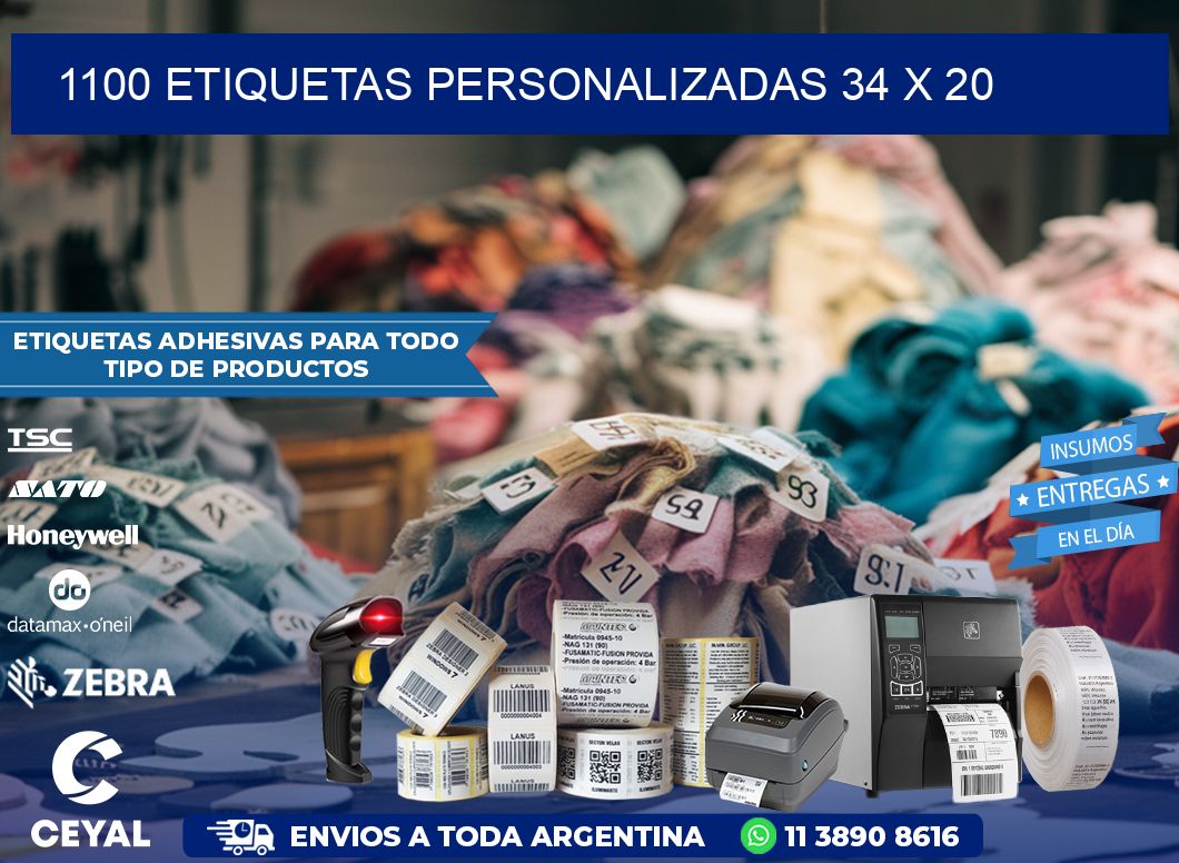1100 ETIQUETAS PERSONALIZADAS 34 x 20